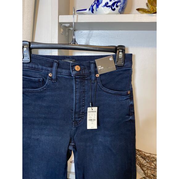 NWT $80 EXPRESS size 4S Slim Mid Rise Blue Jeans - Picture 4 of 9